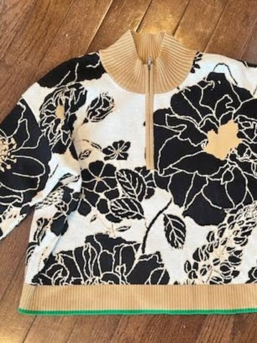 Maeve by Anthropologie Montana Floral Half Zip Sweater Medium - Picture 2 of 3
